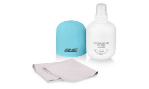 Cleaning kit 2E PILL for office equipment (liquid 140ml, whipe 20cm), white-blue
