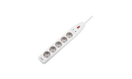 2Е Power strip with surge protector 5xType F, 3x1.5mm2, 16A, 2m, white