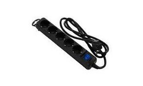 2E power strip 5XSchuko switch, 3G*0.75mm2, 1.8m, Black