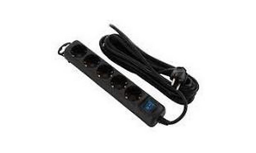 2E power strip 5XSchuko switch, 3G*0.75mm2, 5m, Black