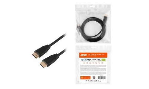 2E Cable HDMI (M/M) 2м, 2.0, Slim High Speed Aluminum, black