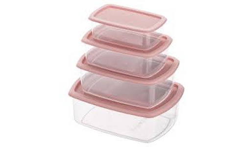 ARDESTO Set of food storage containers Fresh 0.25/0.5/0.75/1.2l, plastic, rectangular, pink