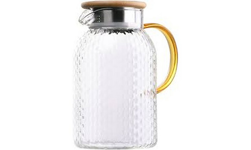 Ardesto Pitcher with lid Dew 1500ml, borosilicate glass, stainless steel, bamboo, transparent
