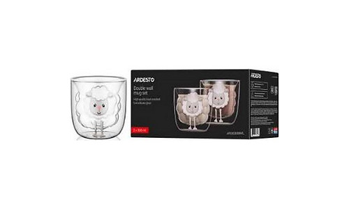 Ardesto Double wall mug set 300ml, 2pcs, borosilicate glass, transparent