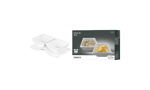 ARDESTO Set for snack, 3pcs, porcelain, white