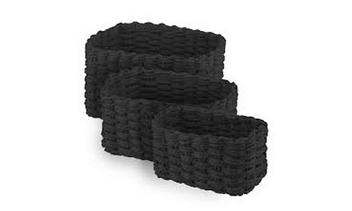 ARDESTO Set of wicker storage baskets Prestigio (3.3/2.2/1.4l), 3 items, paper twine, black 767637180542