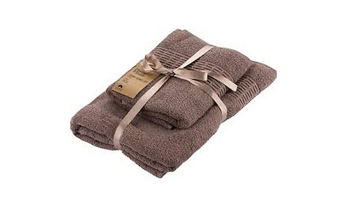 Ardesto Terry towel set Lotus, 50х90cm, 70х140cm, 2pcs, 100% cotton, brown