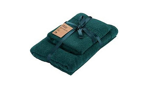 Ardesto Terry towel set Lotus, 50х90cm, 70х140cm, 2pcs, 100% cotton, dark green