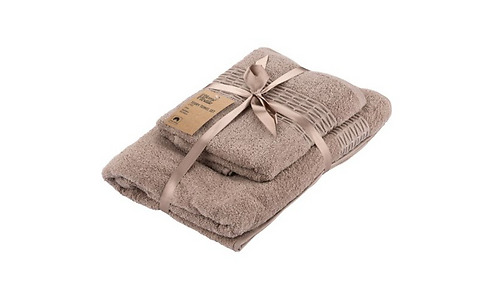 Ardesto Terry towel set Lotus, 50х90cm, 70х140cm, 2pcs, 100% cotton, beige