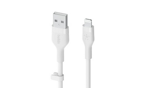 Belkin сable USB-A > Lightning charge/data, 1m, SILICONE, with clip, white