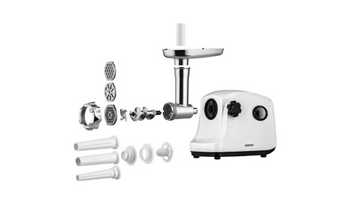 ARDESTO Meat grinder , 1600W, 1.6kg/min, 3 cutting plates, sausages nozzle, plastik, white