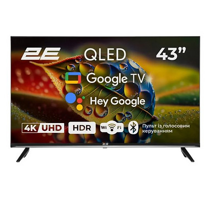 TV Set 43" 2E QLED 4K 60Hz Smart Google TV Black