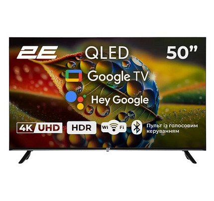 TV Set 50" 2E QLED 4K 60Hz Smart Google TV Black