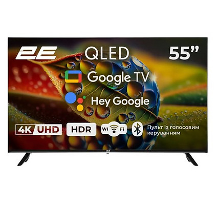 TV Set 55" 2E QLED 4K 60Hz Smart Google TV Black