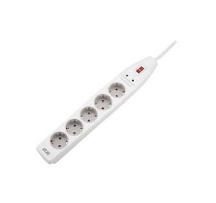 2Е Power strip with surge protector 5xType F, 3x1.5mm2, 16A, 2m, white
