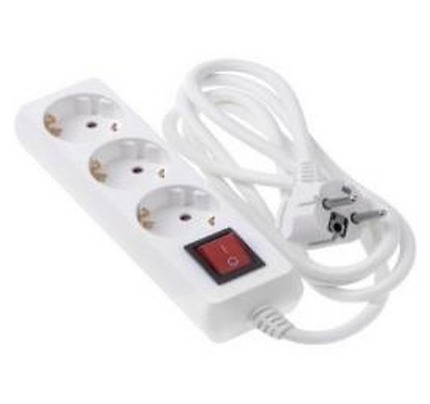 Power strip 2E 3XSchuko with switch, 3G*1.5mm, 1.5m, white