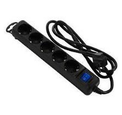 Power strip 2E 5XSchuko with switch, 3G*1.5mm2, 1.5m, black