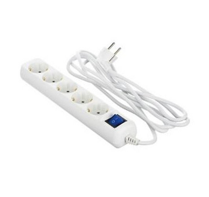 Power strip 2E 5XSchuko with switch, 3G*1.5mm2, 3m, white