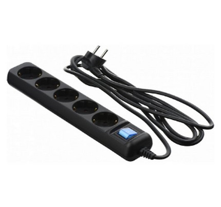 Power strip 2E 5XSchuko with switch, 3G*1.5mm2, 3m, black