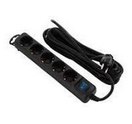 2E power strip 5XSchuko switch, 3G*0.75mm2, 5m, Black