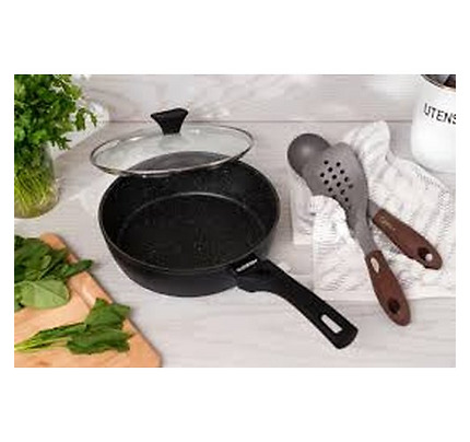 Ardesto Deep Fry pan with lid Gemini Livorno, 28cm, aluminium, black