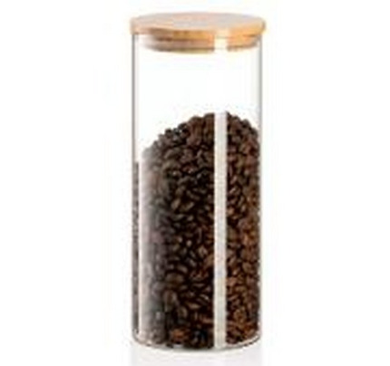 Ardesto Jar Midori, 1000ml, glass, bamboo, round, transparent