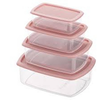ARDESTO Set of food storage containers Fresh 0.25/0.5/0.75/1.2l, plastic, rectangular, pink