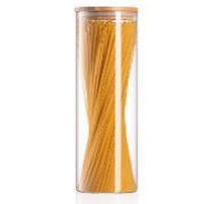 Ardesto Jar Midori, 1300ml, glass, bamboo, round, transparent