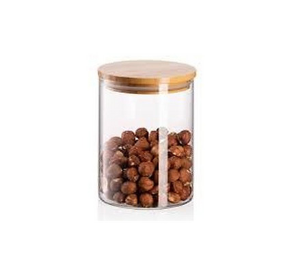 Ardesto Jar Midori, 540ml, glass, bamboo, round, transparent