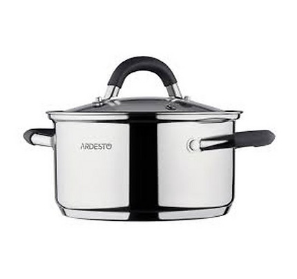 Ardesto Casserole with glass lid Gemini Salerno, 0.8l, stainless steel, silicone