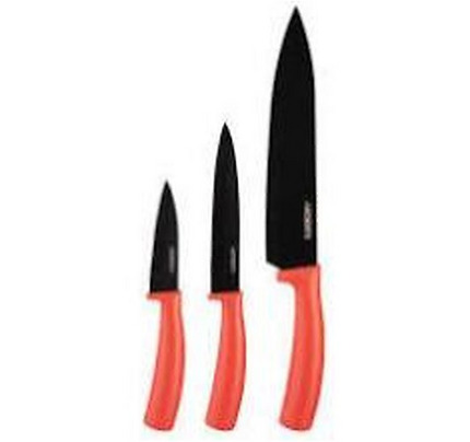 Ardesto Black Mars Knives Set 3 pcs, red, stainless steel, plastic