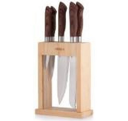 Ardesto Knives Set with block Midori, 6pcs, stainless steel, plastic, bamboo, brown