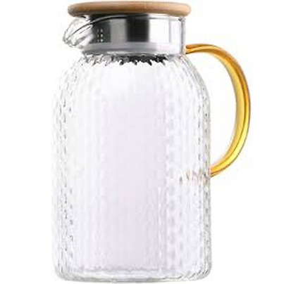 Ardesto Pitcher with lid Dew 1500ml, borosilicate glass, stainless steel, bamboo, transparent