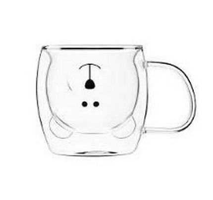 Ardesto Double wall borosilicate glass mug set Animals, 250 ml, 2 pcs, with handles