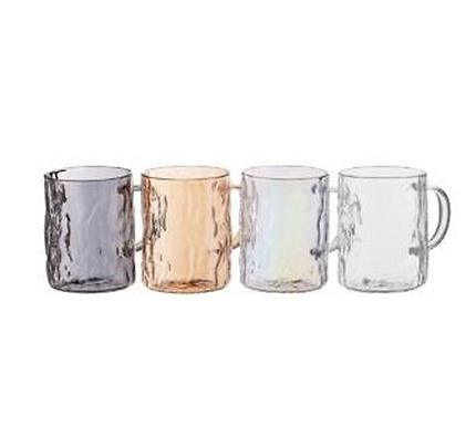 Ardesto Set of cups Shine mix, 260ml, 4pcs, borosilicate glass, transparent, golden, grey, pearlescent