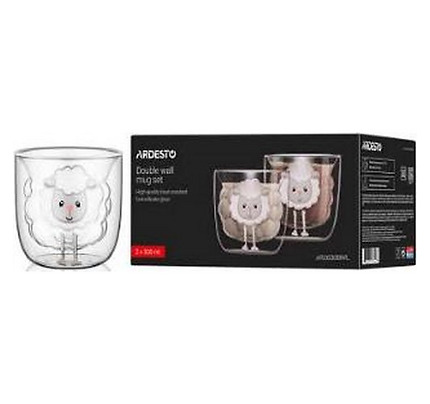 Ardesto Double wall mug set 300ml, 2pcs, borosilicate glass, transparent