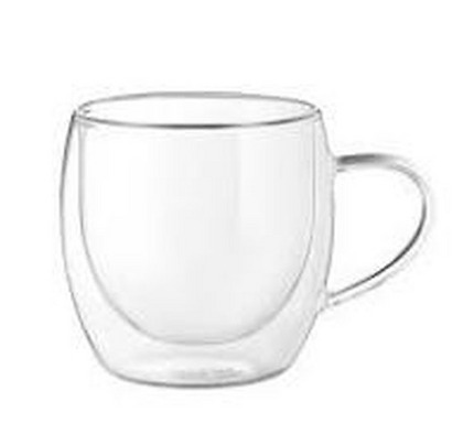 Ardesto Doublewall mug set with handles, 300ml, 9.2сm, 2pcs, borosilicate glass, transparent