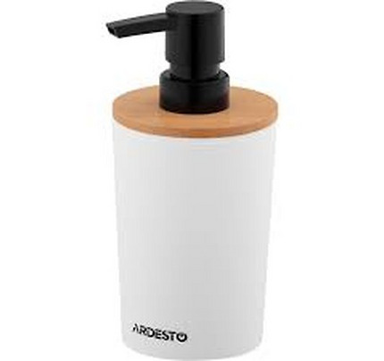 Ardesto Soap dispenser Minimalism 380ml, polypropylene, bamboo, white