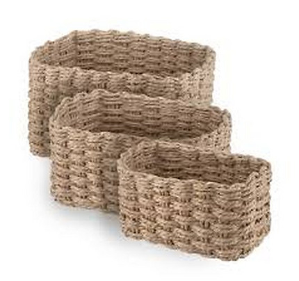 ARDESTO Set of wicker storage baskets Prestigio (3.3/2.2/1.4l), 3 items, paper twine, beige 767637180559