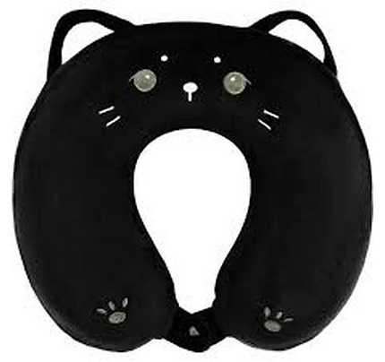 ARDESTO Neck pillow Travel Black Cat 30х30cm, polyurethane foam, black